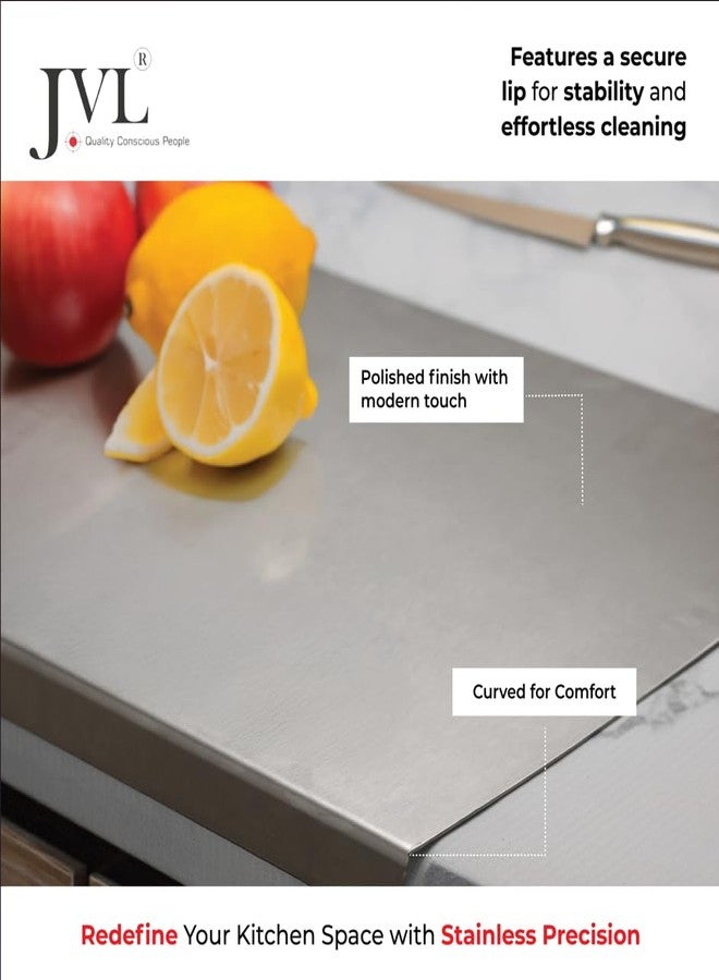 JVL Stainless Steel Countertop Cutting & Chopping Board (42cm*32cm*2cm) Longer & Heavy Duty, Heat-Resistant, Non-Slip, Hygienic for Vegetables, Fruits and Dough - Image 3